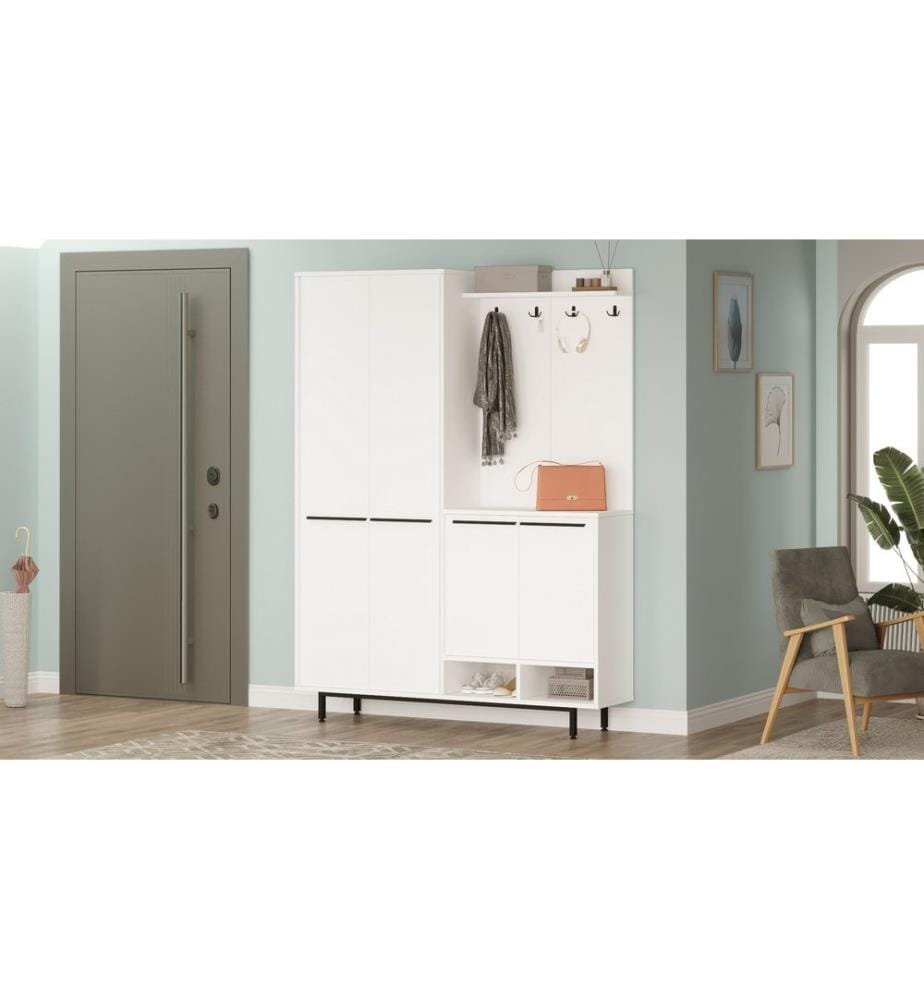 Meuble d'entrée, blanc, panneau de particules 100 % mélaminé