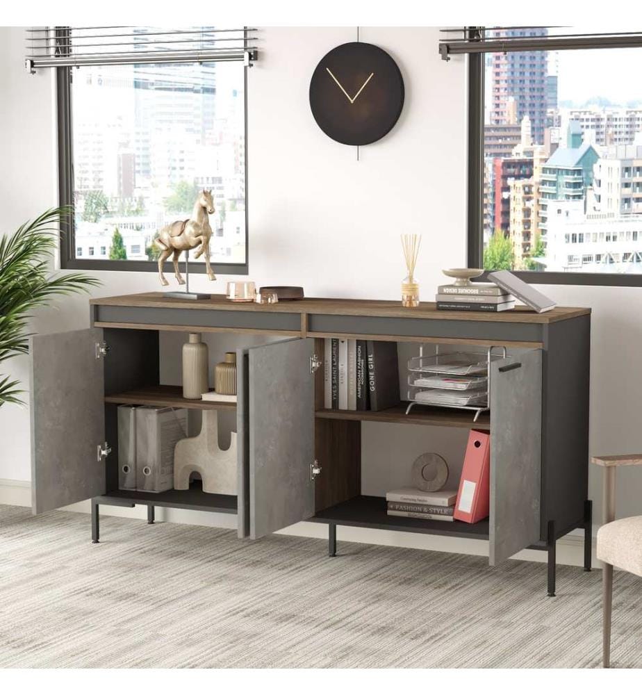 Jugendzimmer-Set, Silber, Anthrazit, Melaminharzbeschichtete Spanplatte