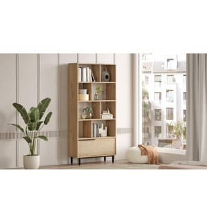 Bücherregal, Nussbaum, Eiche, Melaminharzbeschichtete Spanplatte