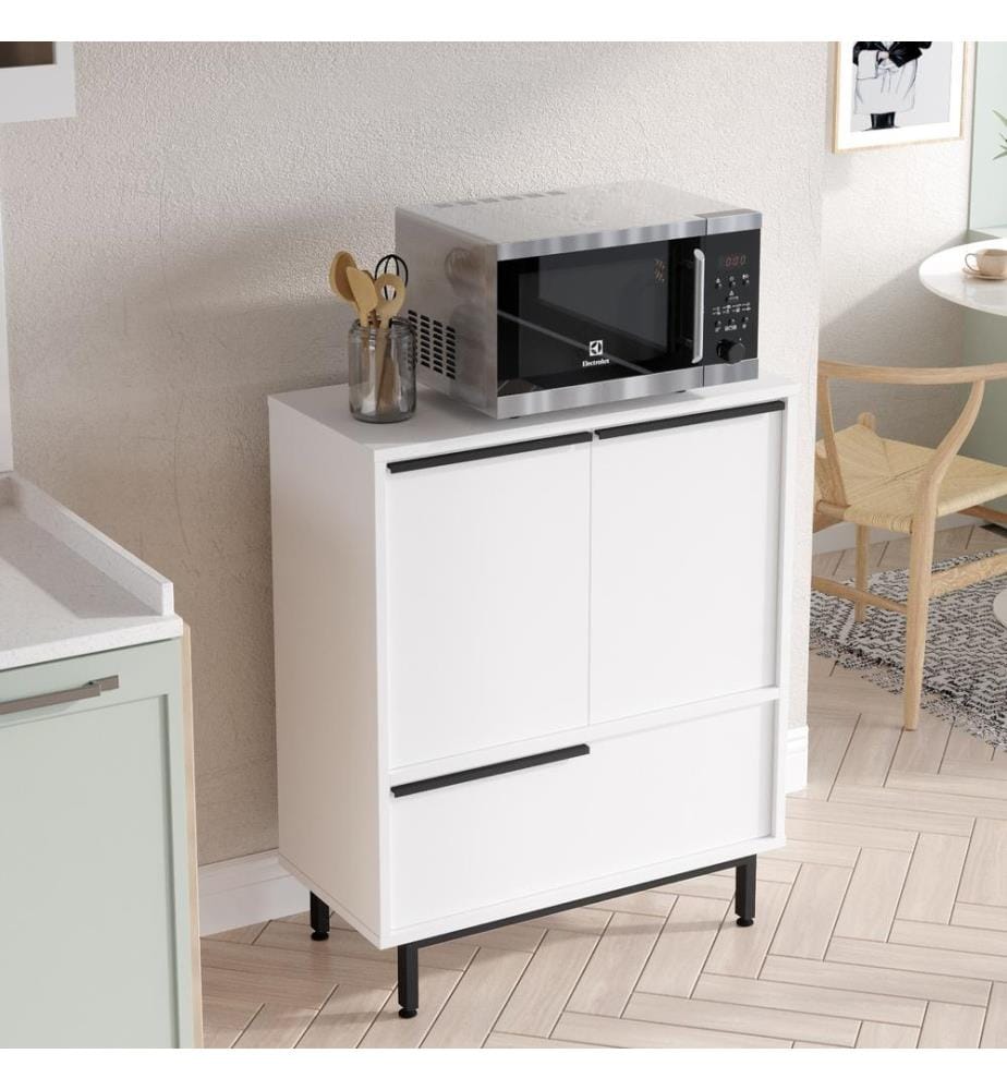 Armoire de cuisine, blanc, panneau de particules mélaminé