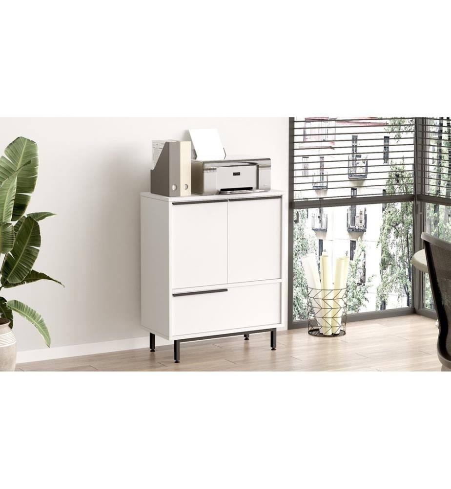 Meuble polyvalent, blanc, panneau de particules mélaminé
