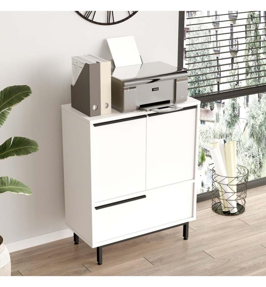 Meuble polyvalent, blanc, panneau de particules mélaminé