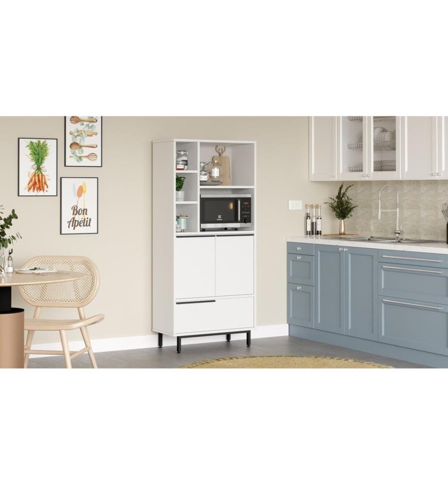 Armoire de cuisine, blanc, panneau de particules mélaminé
