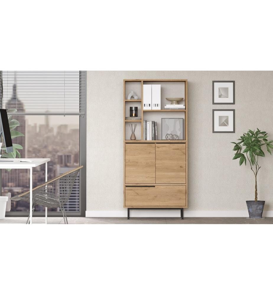 Cabinet polyvalent, noyer, panneau de particules mélaminé