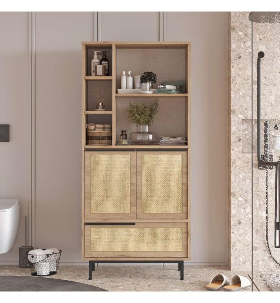 Badezimmerschrank, Walnuss, Eiche, Melaminbeschichtete Spanplatte