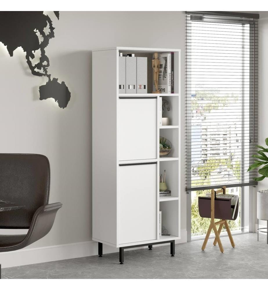 Armoire polyvalente, blanc, panneau de particules mélaminé