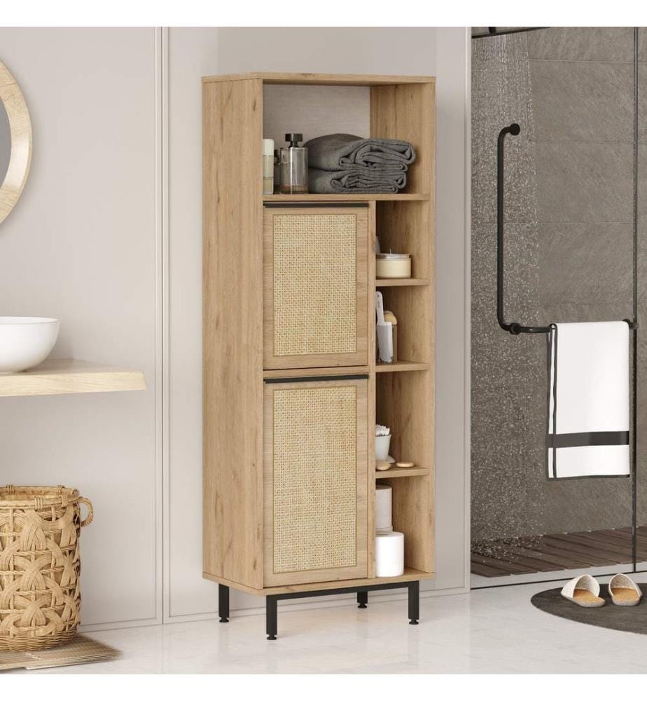 Badezimmerschrank, Nussbaum, Eiche, Melaminharzbeschichtete Spanplatte