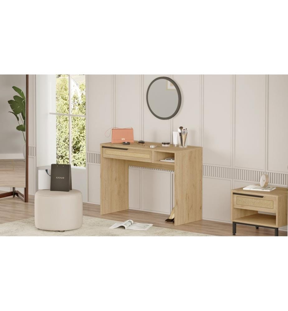 Table de maquillage, noyer, chêne, panneau de particules mélaminé