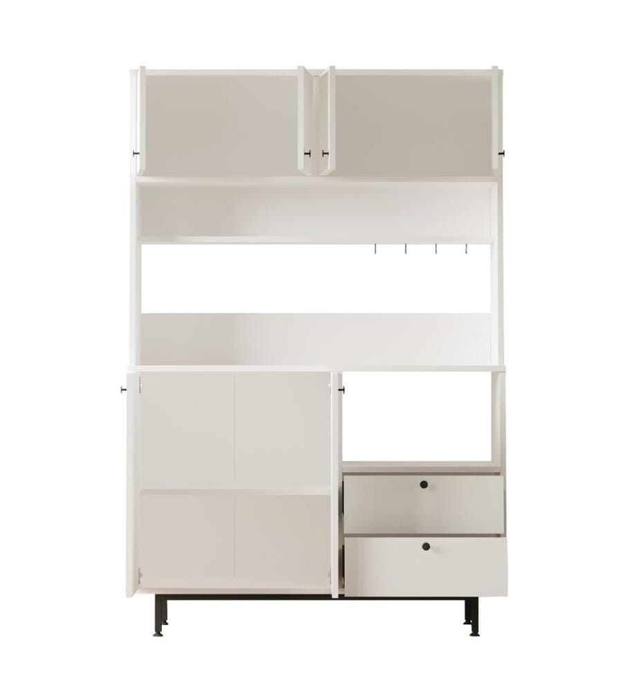 Armoire multifonction, blanc, panneau de particules 100 % mélaminé, pieds en métal