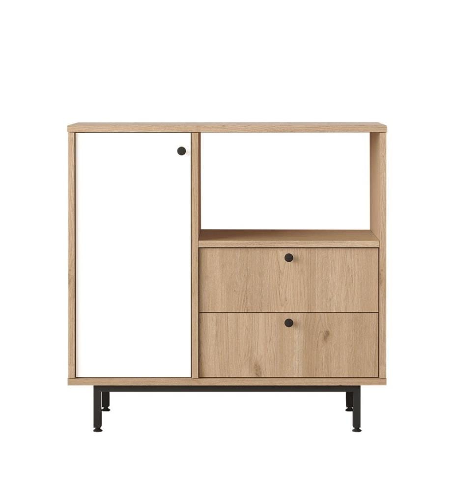 Mehrzweckschrank, Eiche, weiss, 100 % MELAMINBESCHICHTETE SPANPLATTE, Metallbeine