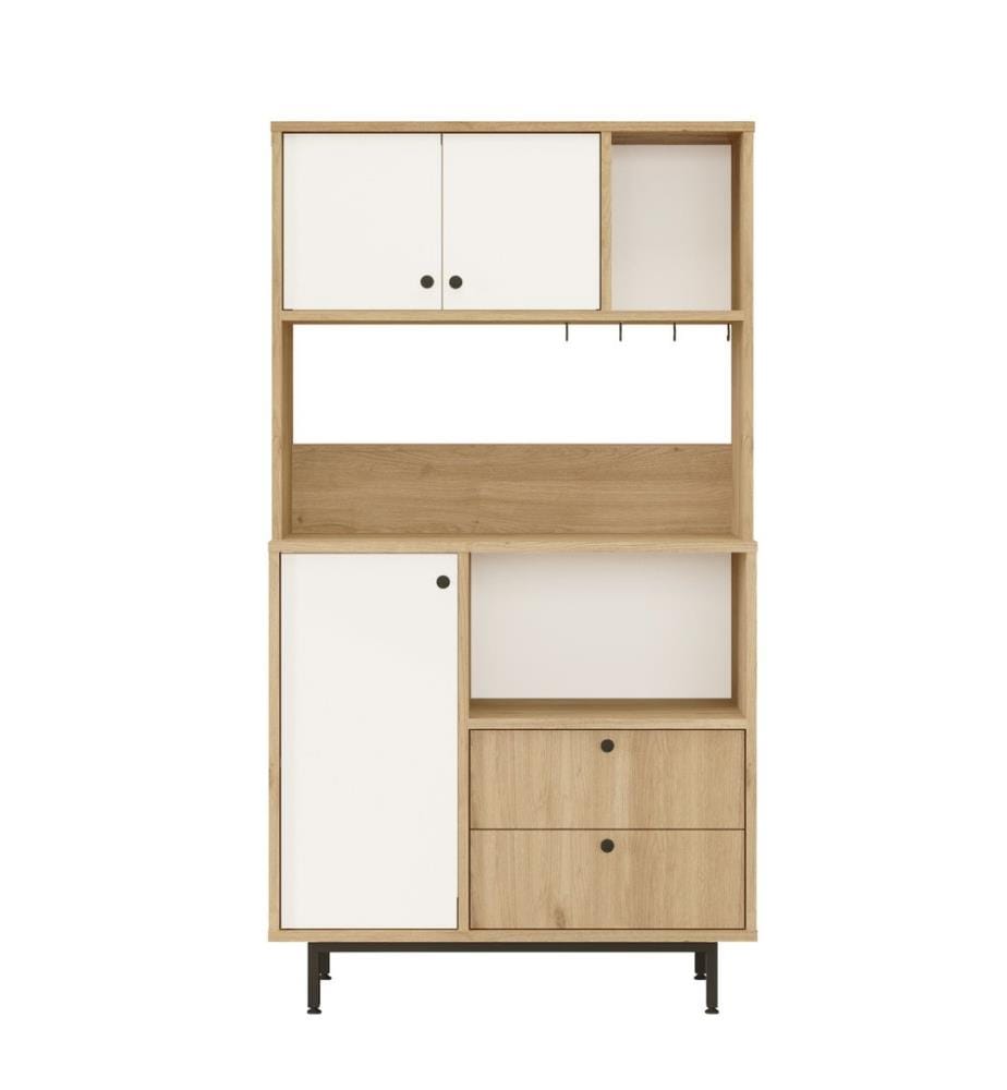 Mehrzweckschrank, Eiche, weiss, 100 % MELAMINBESCHICHTETE SPANPLATTE, Metallbeine