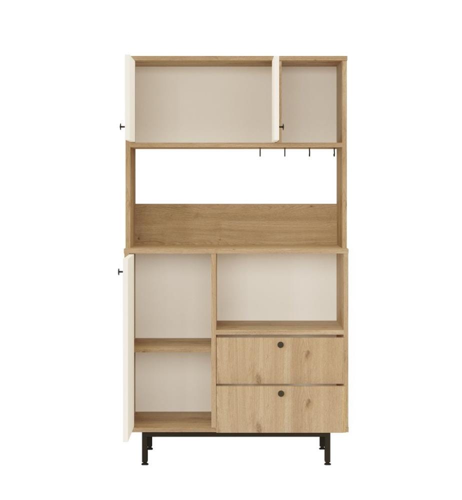 Mehrzweckschrank, Eiche, weiss, 100 % MELAMINBESCHICHTETE SPANPLATTE, Metallbeine
