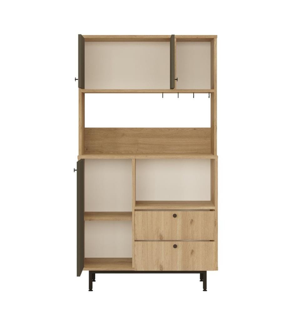 Mehrzweckschrank, Eiche, anthrazit, 100 % MELAMINBESCHICHTETE SPANPLATTE, Metallbeine