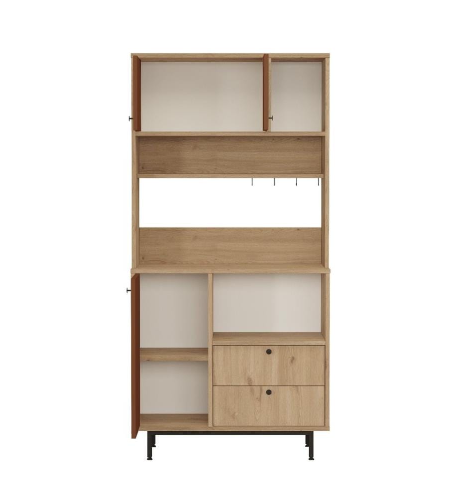 Mehrzweckschrank, Eiche, ziegelrot, 100 % MELAMINBESCHICHTETE SPANPLATTE, Metallbeine