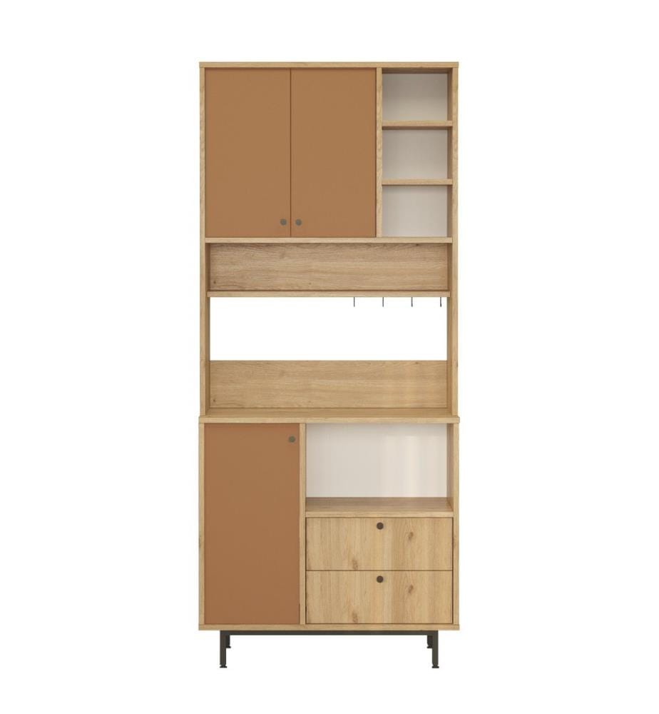 Mehrzweckschrank, Eiche, ziegelrot, 100 % MELAMINBESCHICHTETE SPANPLATTE, Metallbeine