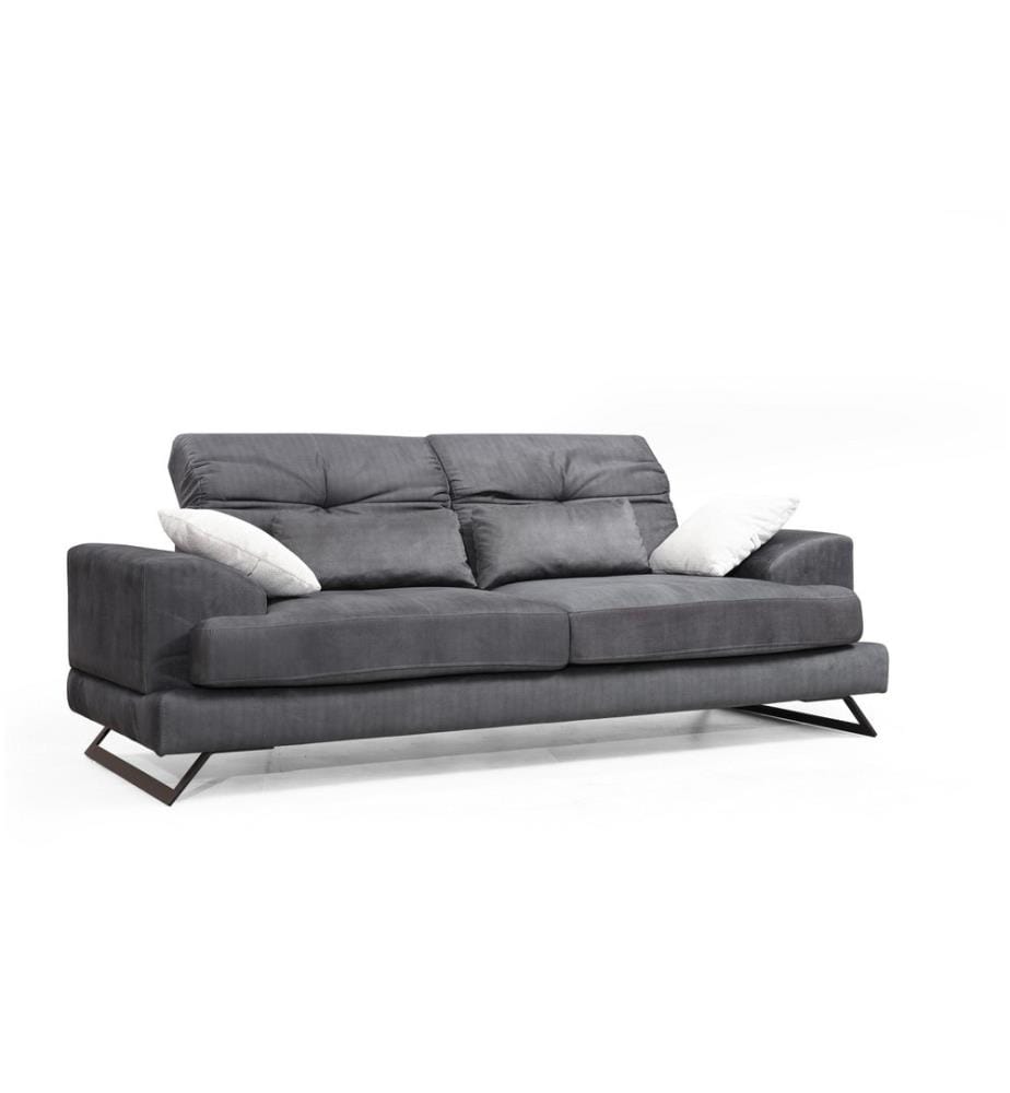 3-Sitz-Sofa, Anthrazit, Gestell aus Buchenholz - Spanplatte, Polyestergewebe