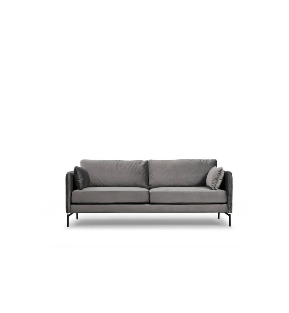 3-Sitz-Sofa, Grau, Gestell aus Buchenholz - Spanplatte, Polyestergewebe
