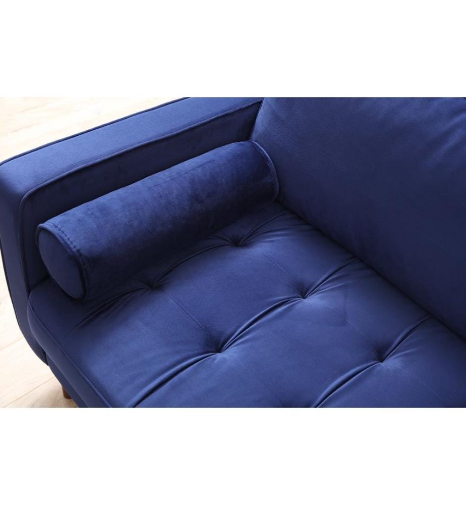 3-Sitz-Sofa, Marineblau, Gestell aus Buchenholz - Spanplatte, Stoff aus Polyester
