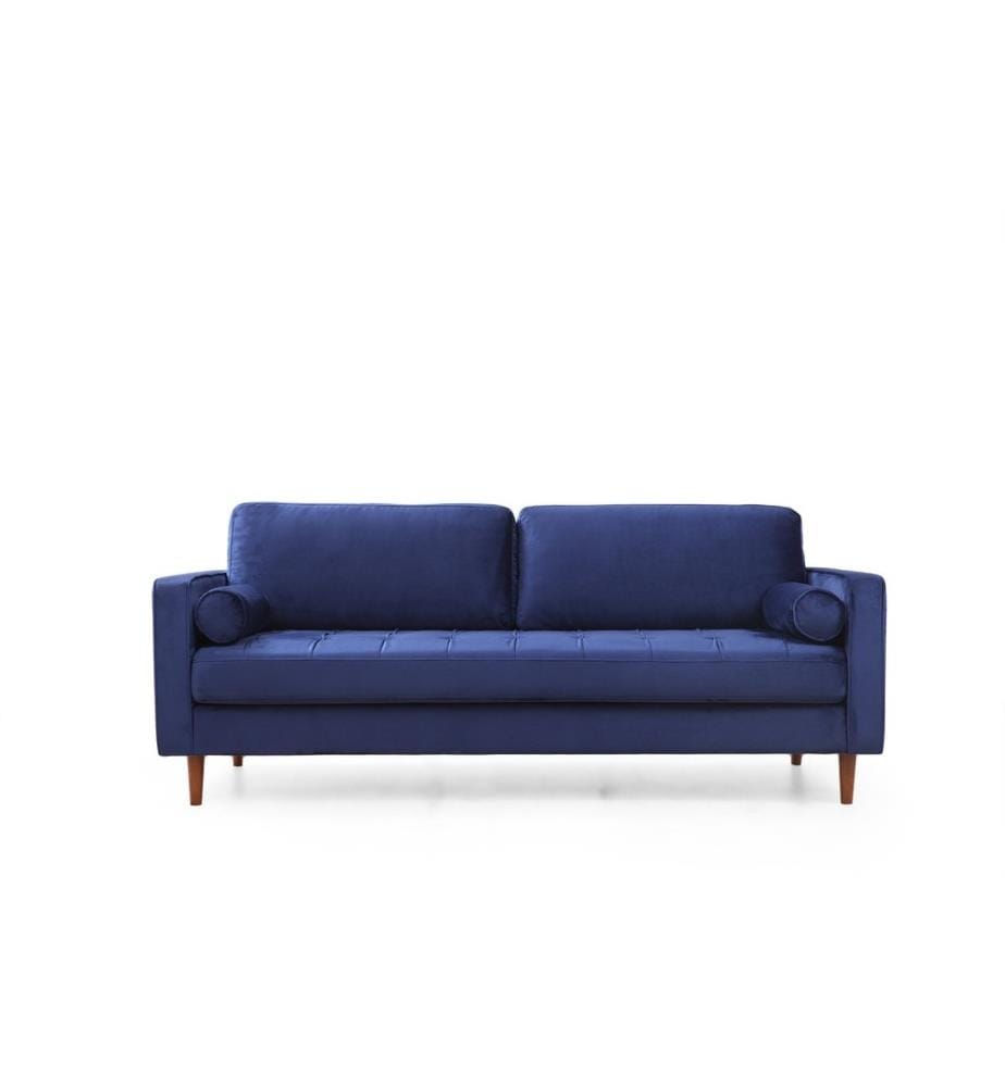 3-Sitz-Sofa, Marineblau, Gestell aus Buchenholz - Spanplatte, Stoff aus Polyester