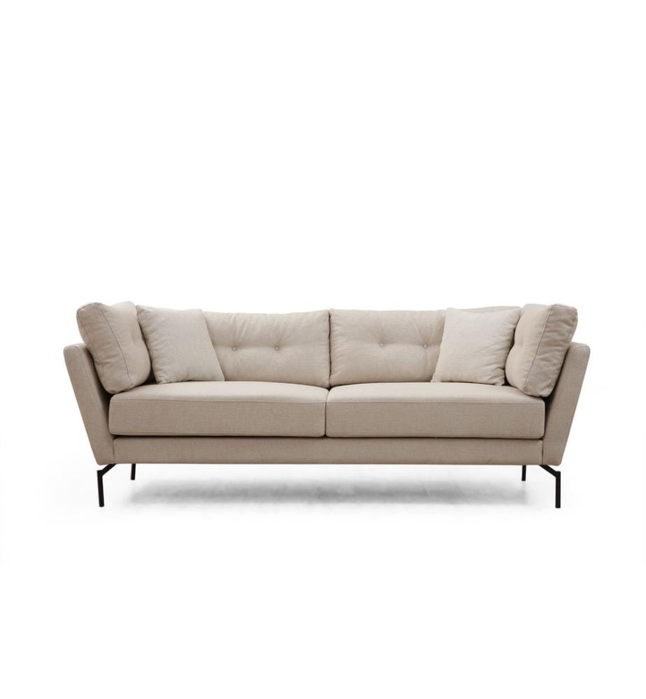3-Sitz-Sofa, Creme, Gestell aus Buchenholz - Spanplatte, Polyestergewebe