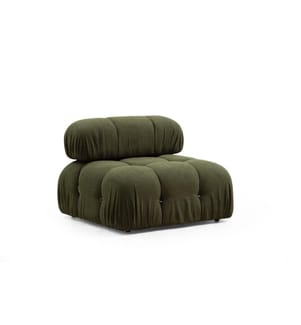 Canapé 1 place, vert, structure en hêtre et panneaux de particules, tissu polyester