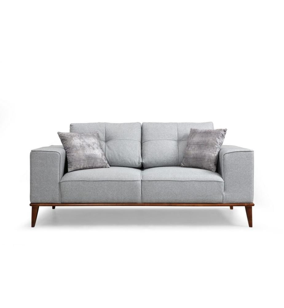 2-Sitz Sofa-Bett, Grau, Buchenholz - Spanplattenrahmen, Polyester Stoff