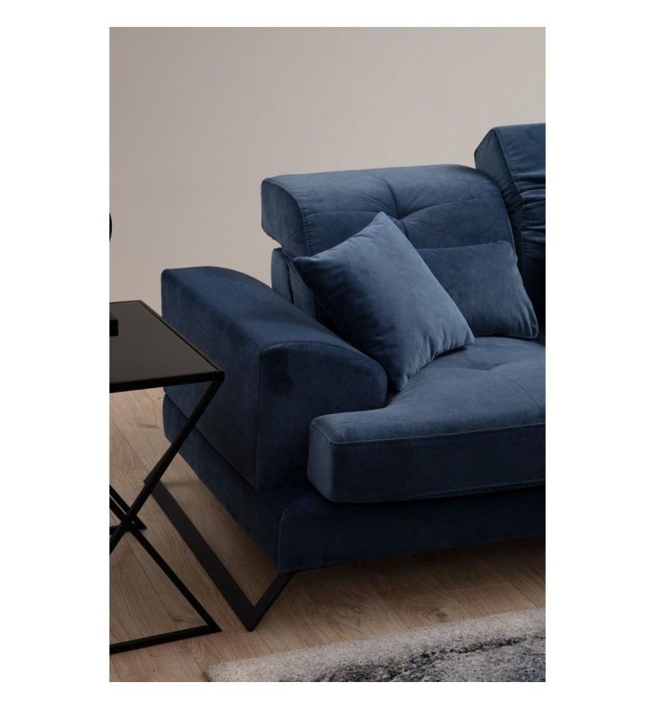2-Sitz-Sofa, Marineblau, Gestell aus Buchenholz - Spanplatte, Stoff aus Polyester