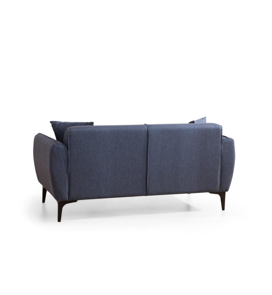 2-Sitz-Sofa, Blau, Gestell aus Buchenholz - Spanplatte, Stoff aus Polyester