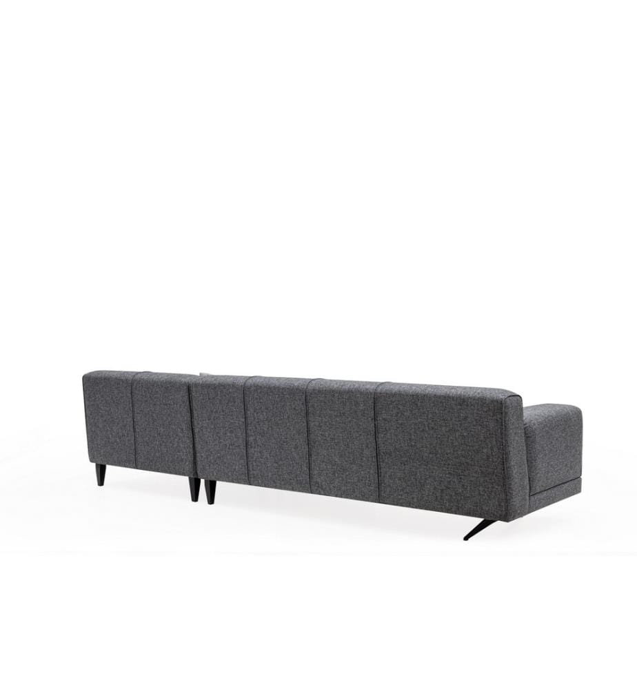Ecksofa, Grau, Gestell aus Buchenholz - Spanplatte, Stoff aus Polyester