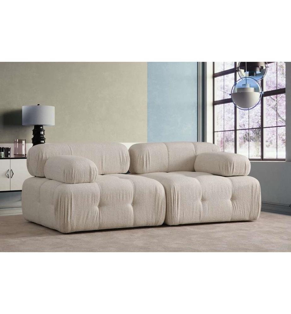 2-Sitzer Sofa, Creme, Gestell: Buchenholz - Spanplatte, Stoff: 100% Polyester