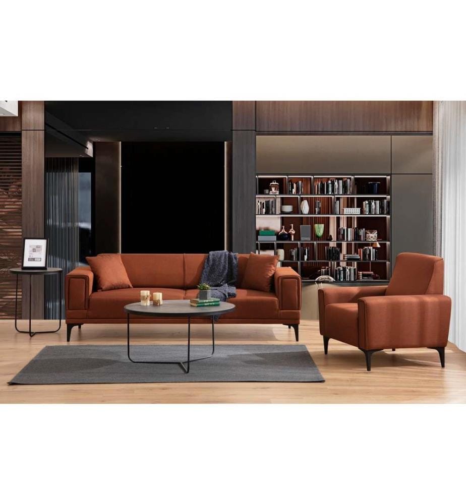 Divano-letto a 3 posti, rosso piastrella, Struttura: Legno di faggio - truciolato, Tessuto: 100% Poliestere