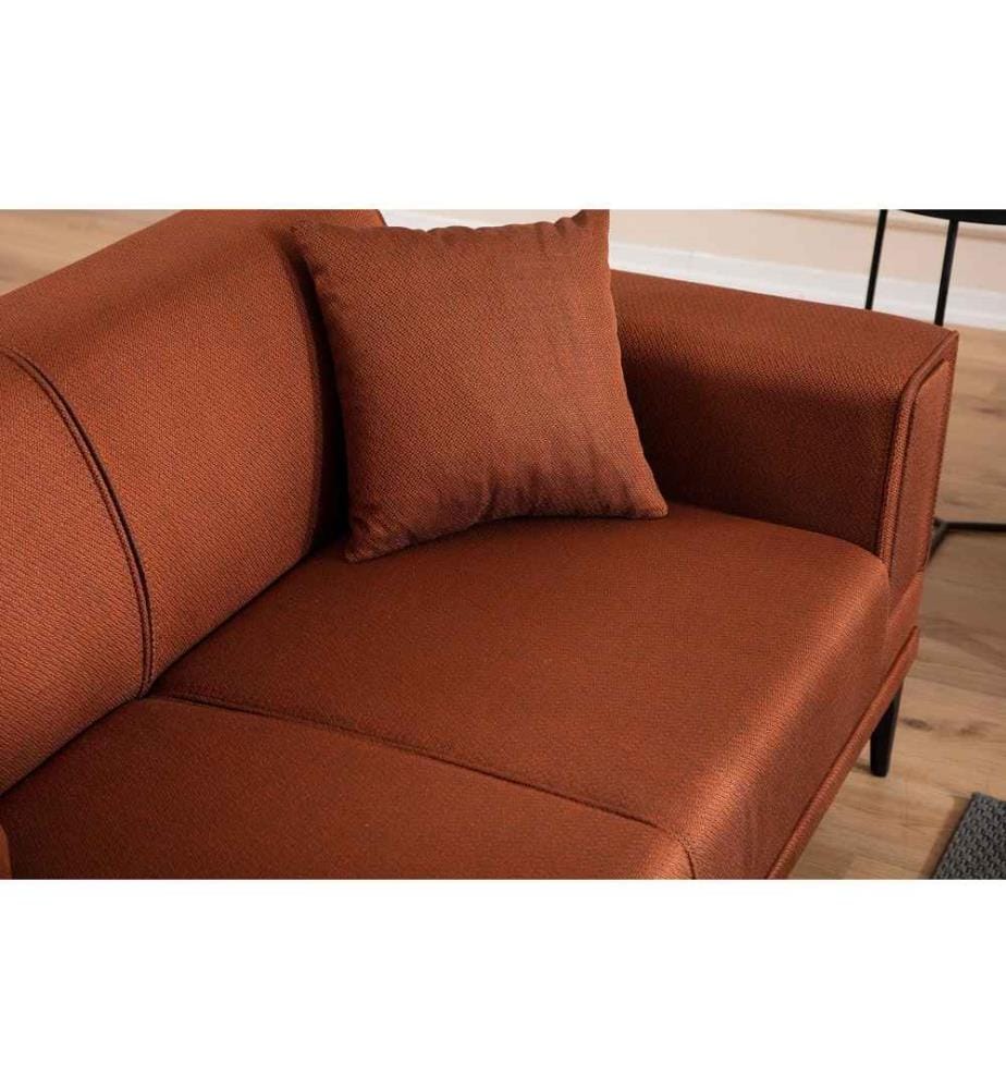 Divano-letto a 3 posti, rosso piastrella, Struttura: Legno di faggio - truciolato, Tessuto: 100% Poliestere