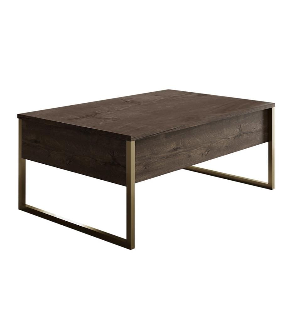 Table basse, noyer doré, panneau de particules mélaminé