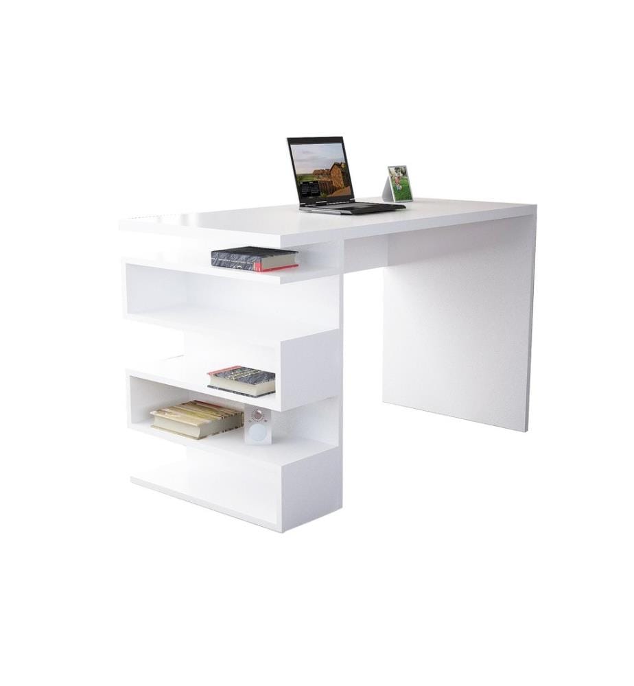 Scrivania da studio, bianco, pannello in particelle rivestito in melamina