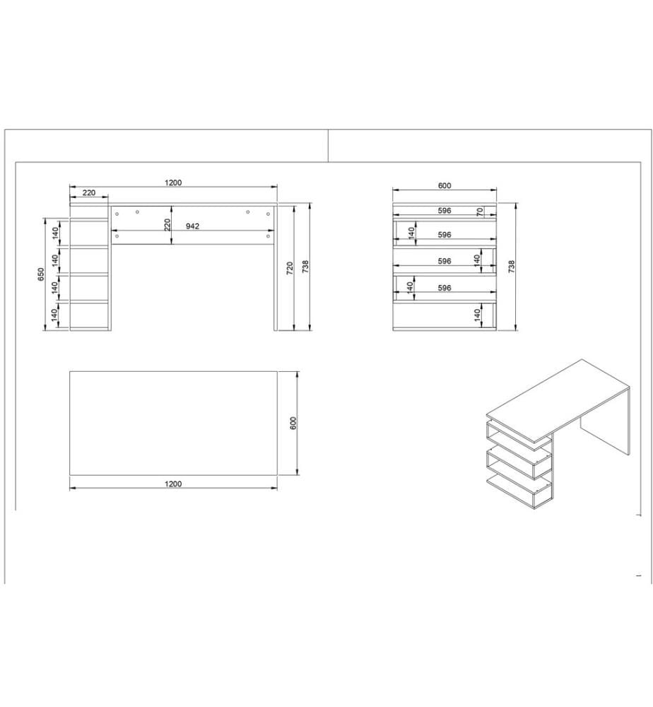 Scrivania da studio, bianco, pannello in particelle rivestito in melamina