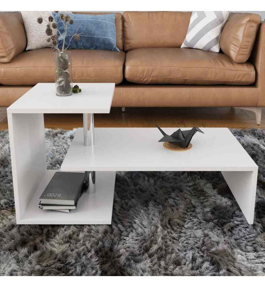 Table basse, blanc, panneau de particules mélaminé