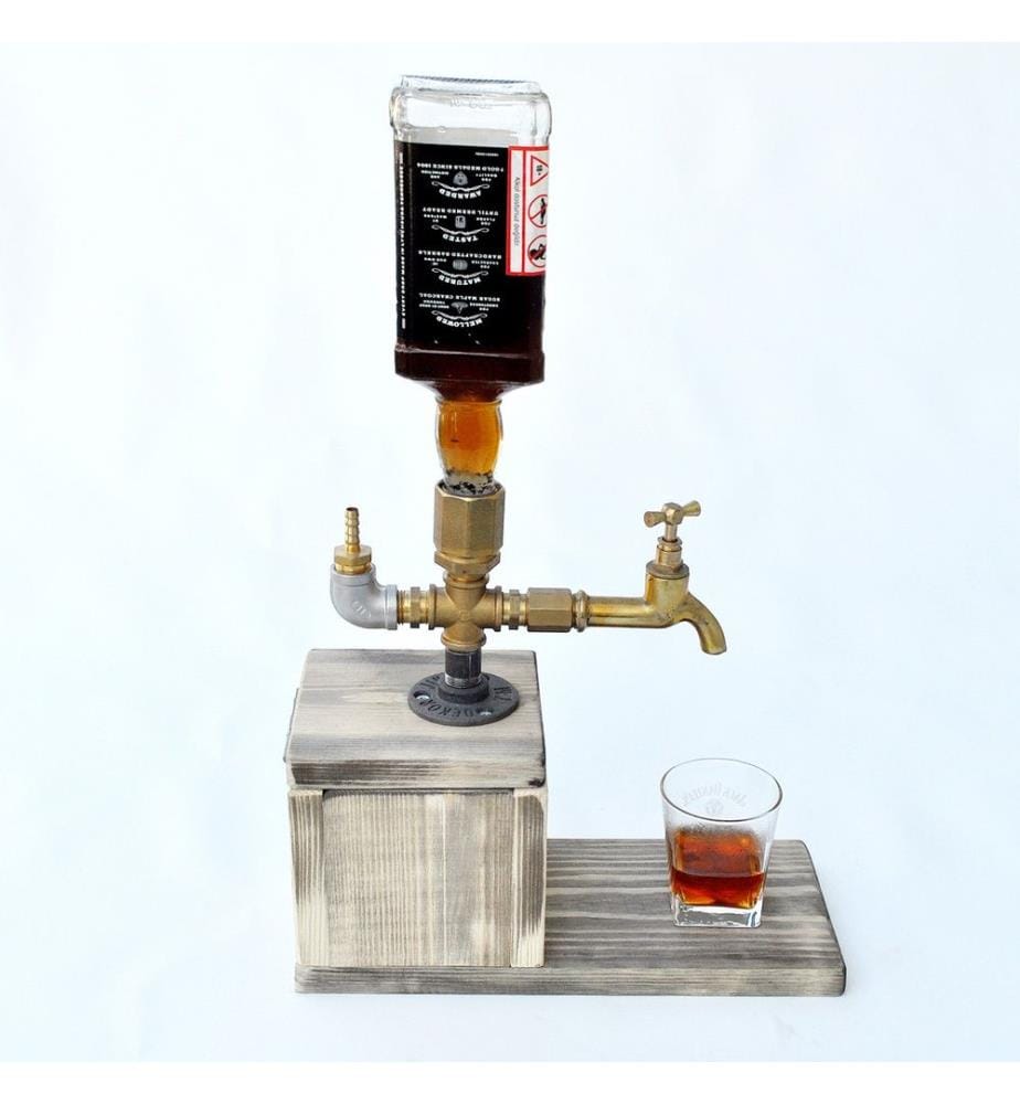 Distributeur de boissons, Walnut Gold, métal, base en bois d'épicéa