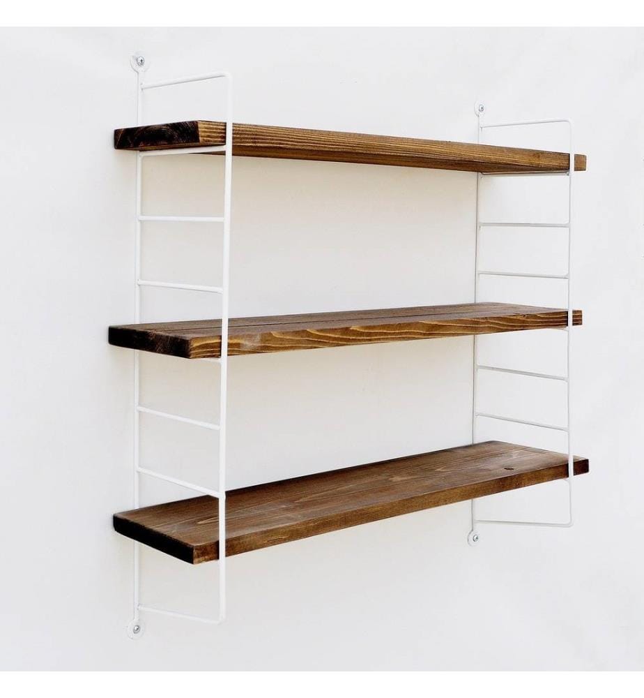 Mensola decorativa da parete in legno, Bianco, Noce, Legno massiccio, Struttura: Metallo