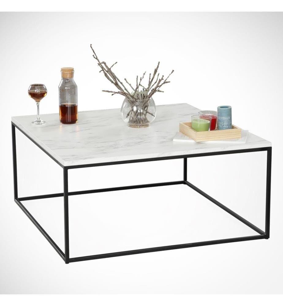 Table basse, blanc noir, panneau de particules mélaminé