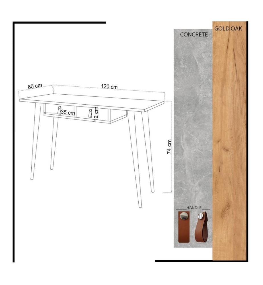 Scrivania da studio, giallo rovere, pannello in particelle rivestito in melamina