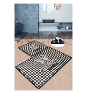 Set di tappetini da bagno, 2 pezzi, Multicolore, 100% poliestere