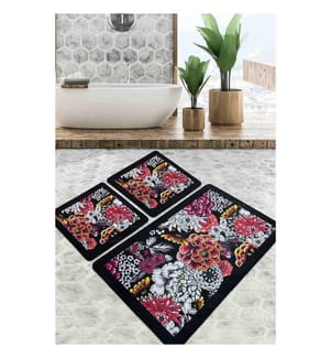 Set di tappeti da bagno, 3 pezzi, Multicolore, 100% poliestere