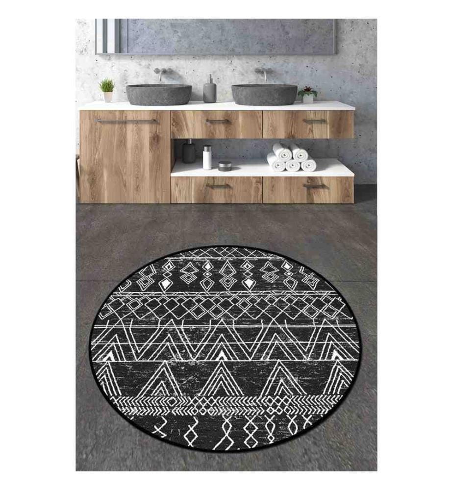 Tappeto da bagno, nero, antracite, bianco, 100% poliestere