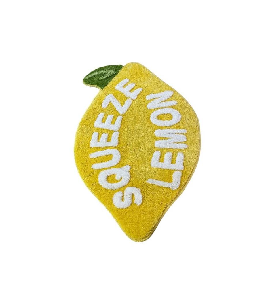 Tappeto da bagno, giallo, bianco, 100% poliestere, antibatterico, fondo antiscivolo
