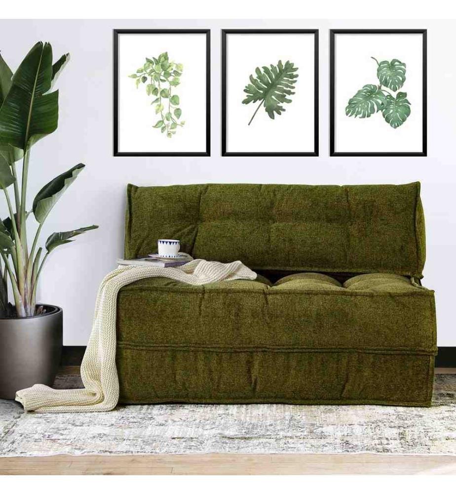 Divano-letto a 2 posti, verde, rivestimento: 100% Tessuto Boucle