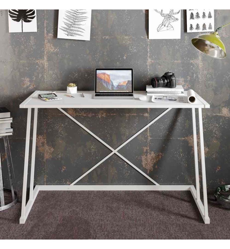 Scrivania da studio, bianco, pannello in particelle rivestito in melamina