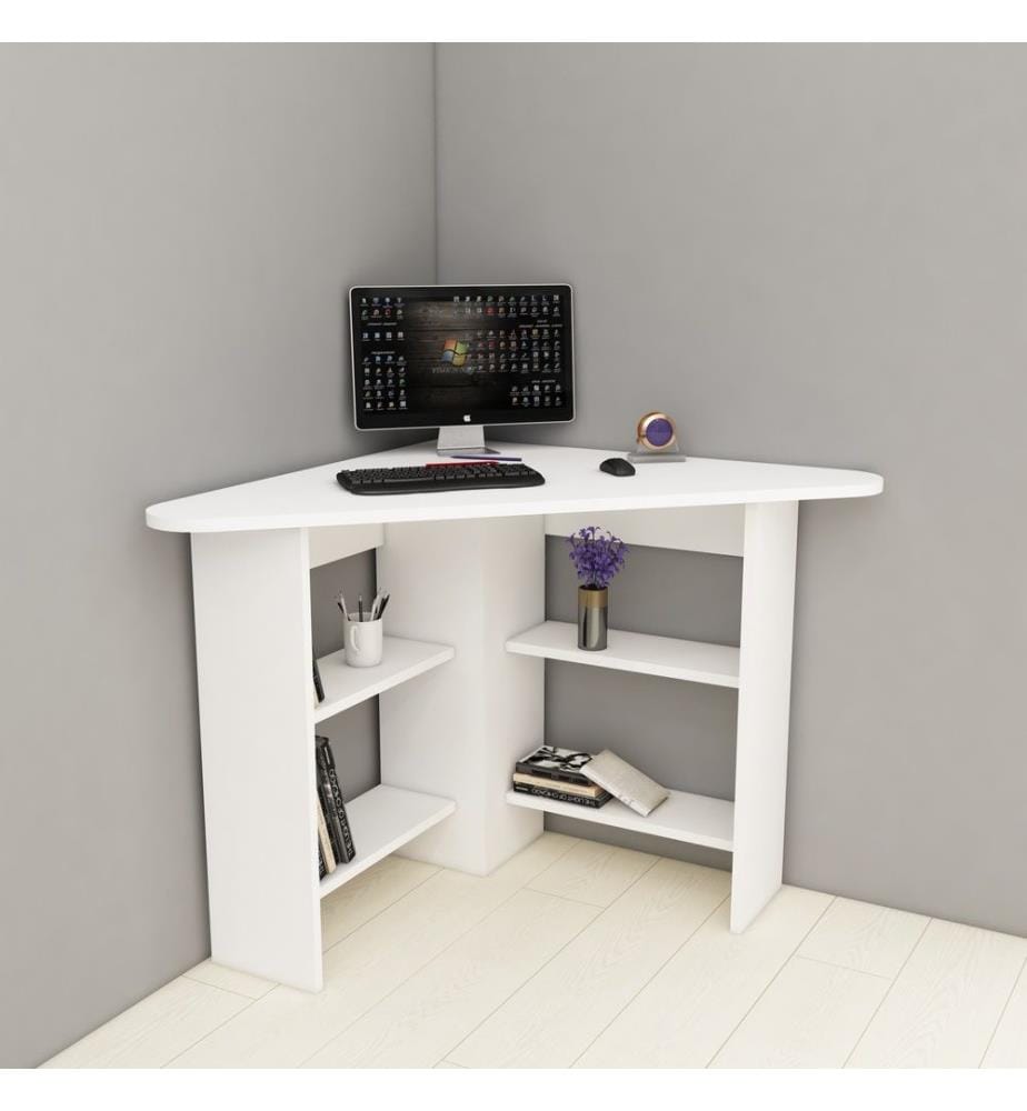 Scrivania da studio, bianco, pannello in particelle rivestito in melamina