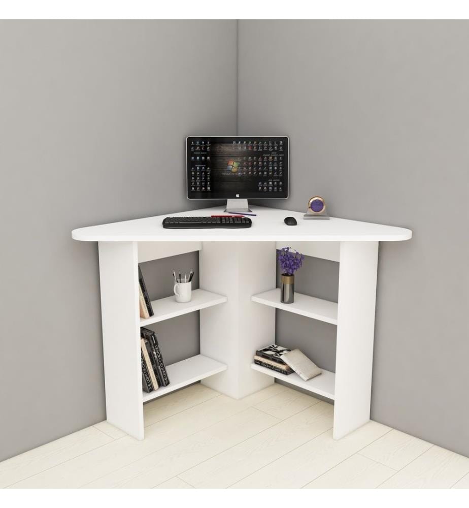 Scrivania da studio, bianco, pannello in particelle rivestito in melamina