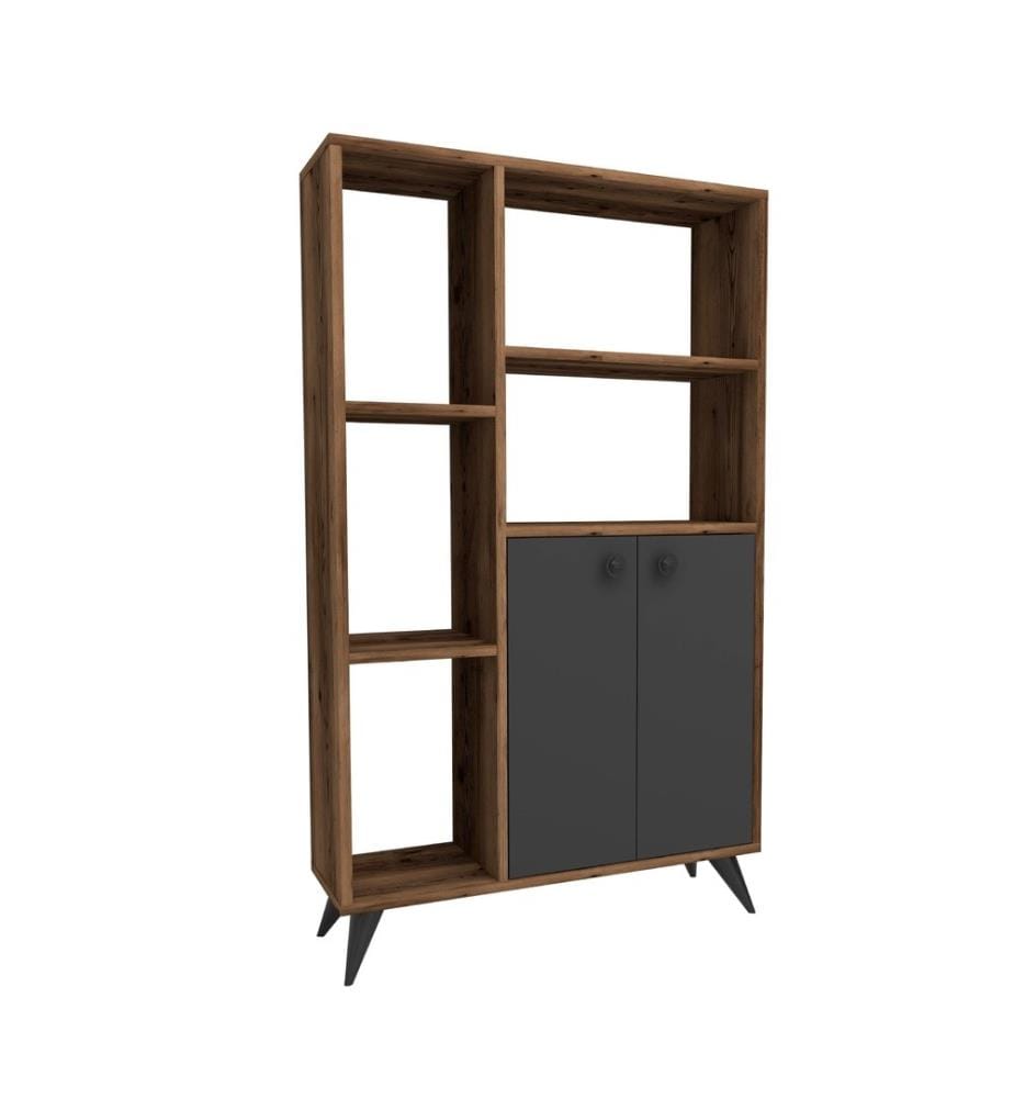Libreria, Noce chiaro, Antracite, Pannello di particelle rivestito in melamina