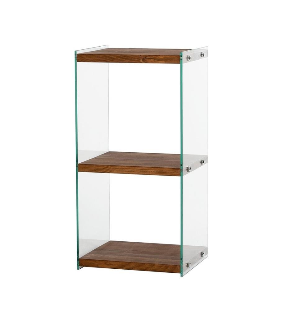 Libreria, Naturale, Vetro temperato, Struttura: Legno massiccio